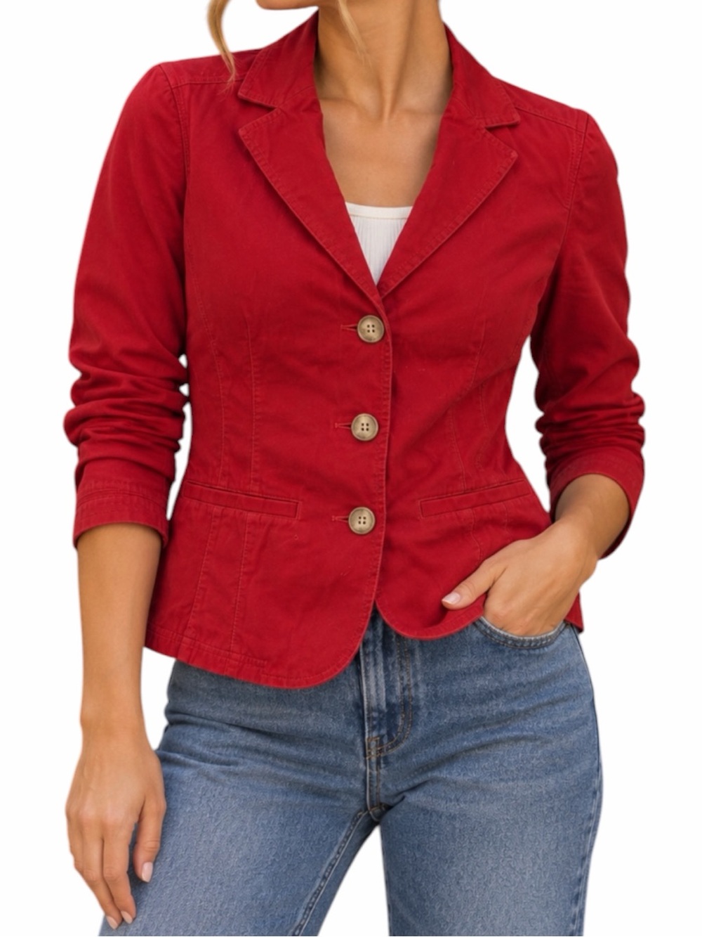 L.L.Bean Red Cotton Blazer Sz 14 Regular